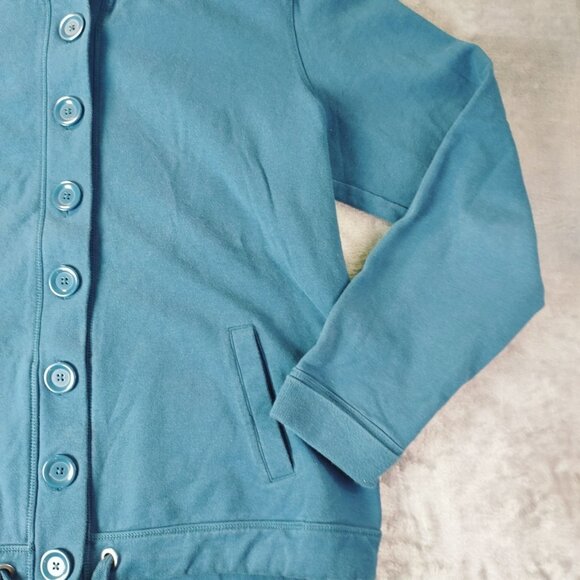 Eddie Bauer‎ Womens XL Blue Button Front Jacket High Neck Casual Layering Winter - Picture 7 of 11